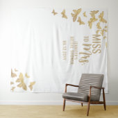 Miss Gold Butterfly Chic White Bridal Backdrop Wandkleed (In Situ (horizontaal))