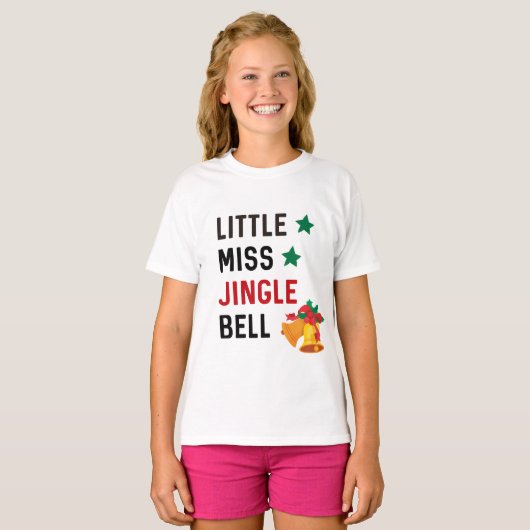 Miss Jingle Bell/Kerstmis Kinderen T-shirt (Voorkant volledig)