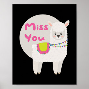 Miss Kawaii grappige witte lama met roze tekst Poster