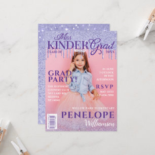 Miss Kinder Afstudeerder Glitter Drip Photo Magazi Kaart