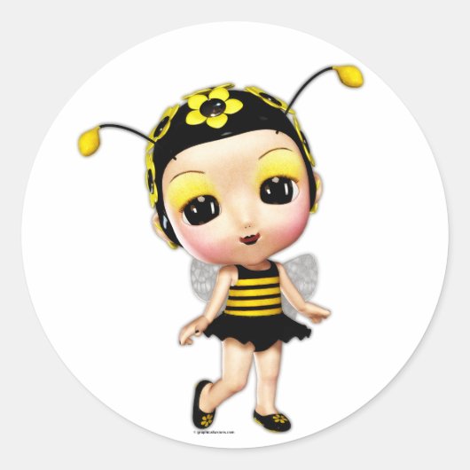 Miss Lady Bumblebee Ronde Sticker (Voorkant)