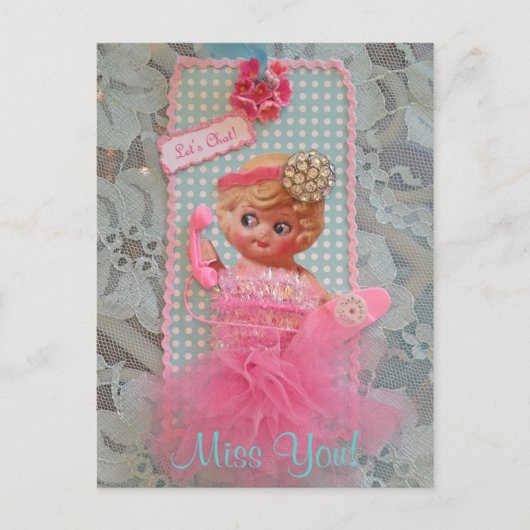 Miss. Laten we Chat! Briefkaart (Voorkant)