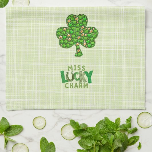 Miss Lucky Charm Shamrock St. Patrick's Day Theedoek (Gevouwen)