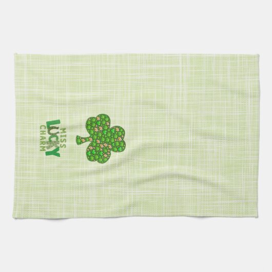 Miss Lucky Charm Shamrock St. Patrick's Day Theedoek (Horizontaal)
