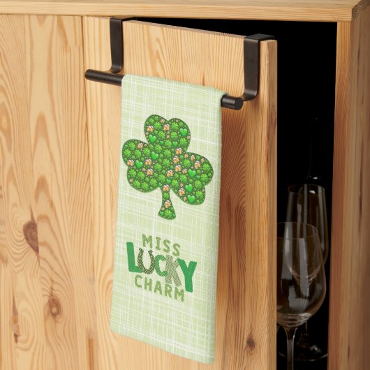 Miss Lucky Charm Shamrock St. Patrick's Day Theedoek (Derde Gevouwen)