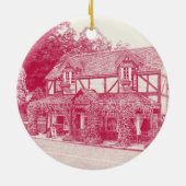 'Miss Marple's Tea Room' (frambozen) - Keramisch Ornament (Achterkant)
