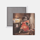 Miss Meow -  kattenleestijd Magneet (Voorkant / Achterkant)