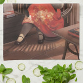 Miss Meow -  kattenleestijd Theedoek (Gevouwen)