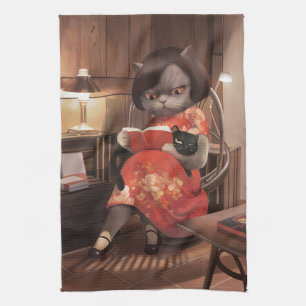 Miss Meow - kattenleestijd Theedoek