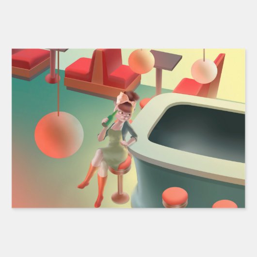 Miss Meow - Late Night Bar Series Inpakpapier Vel (Voorkant)