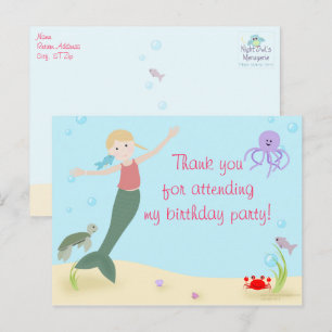 Miss Mermaid Party Dank u Briefkaart