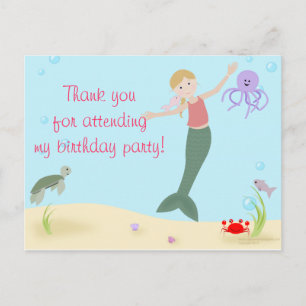 Miss Mermaid Party Dank u Briefkaart