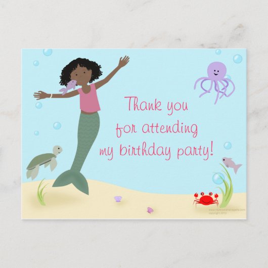 Miss Mermaid Party Dank u Briefkaart (Voorkant)