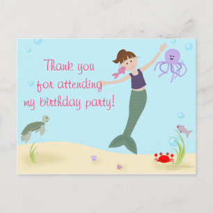 Miss Mermaid Party Hartelijk dank Briefkaart