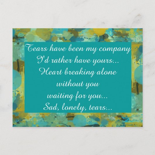 Miss Missing Sad Lonely Heart Broken Briefkaart (Voorkant)