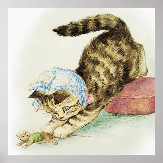 "Miss Moppet Chases a Mouse" by Beatrix Potter Poster (Voorkant)