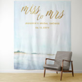 Miss Mrs Coastal Ocean Beach Bridal Backdrop Wandkleed (In situ)