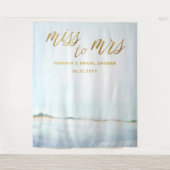 Miss Mrs Coastal Ocean Beach Bridal Backdrop Wandkleed (Voorkant)