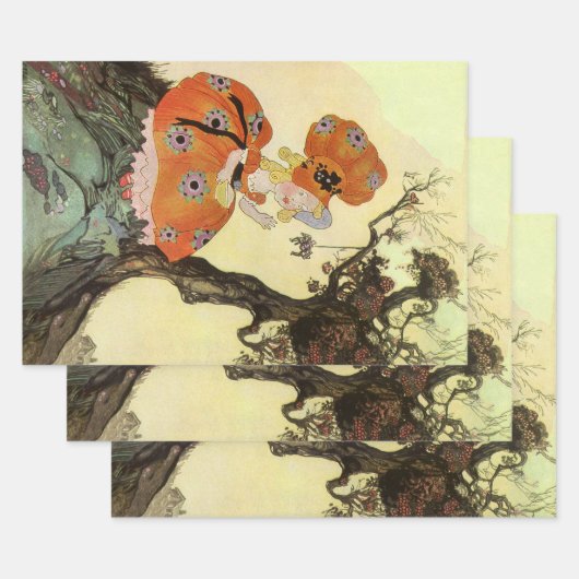 Miss Muffet en Spider,  Moeder Goose Inpakpapier Vel (Set)