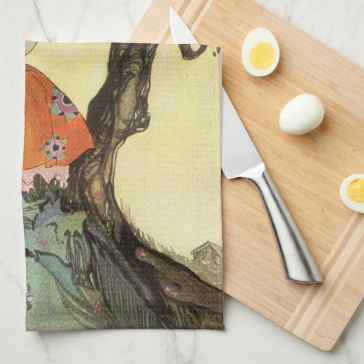 Miss Muffet en Spider,  Moeder Goose Theedoek (Quarter Fold)