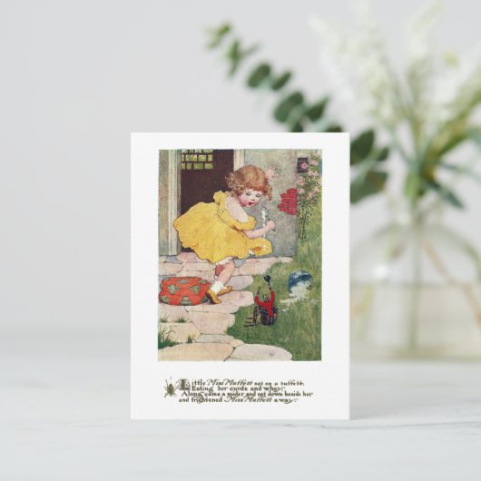 Miss Muffett en Spider Nursery Rhyme Briefkaart (Staand voorkant)