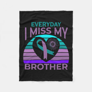 Miss My Brother Heart Ribbon Suicide Awareness Fleece Deken