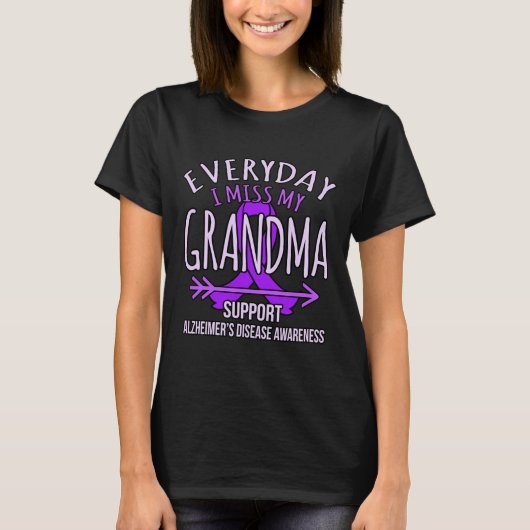 Miss My Grandma Alzheimer's Disease Awareness Ribb T-shirt (Voorkant)