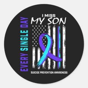 Miss My Son Zelfmoordpreventie Awareness Amerikaan Ronde Sticker