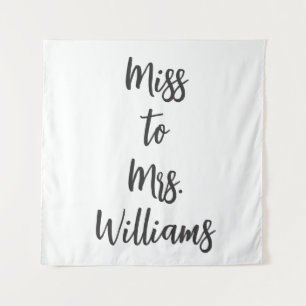 Miss naar Mrs Banner Achtergrond Zwart en Wit Wandkleed