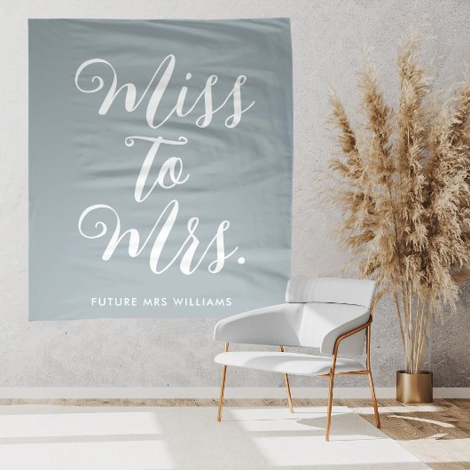 Miss naar Mrs Banner Modern Bruiloft Feest Achterg Wandkleed