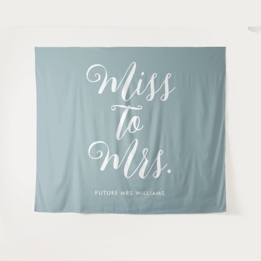 Miss naar Mrs Banner Moderne Bruidsborrel Blauw Wandkleed (Voorkant (horizontaal))