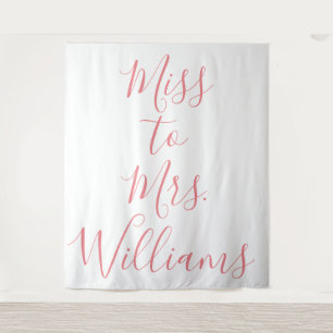 Miss naar Mrs Banner Roze Bruiloftsfeest Achtergro Wandkleed