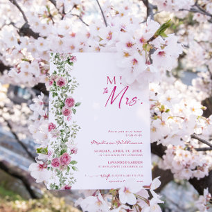 Miss naar Mrs. Bruidsdouche Roze Bloemen Kaart