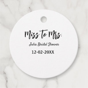 Miss naar Mrs bruidsfeest stijlvol eenvoudig naam  Bedankjes Labels