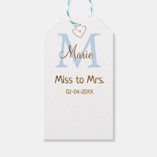 MISS NAAR MRS. BRUIDSSLUIER MONOGRAM HART NAAM CADEAULABEL