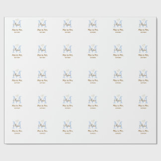 MISS NAAR MRS. BRUIDSSLUIER MONOGRAM HART NAAM CADEAUPAPIER