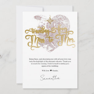 Miss naar Mrs Chic Heart Map Reizen Vrijgezellenfe Bedankkaart