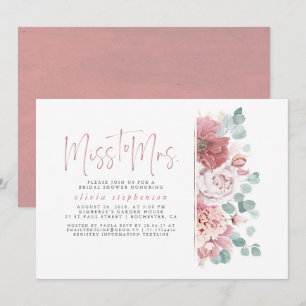 Miss naar Mrs Dusty Pink Floral Vrijgezellenfeest Kaart