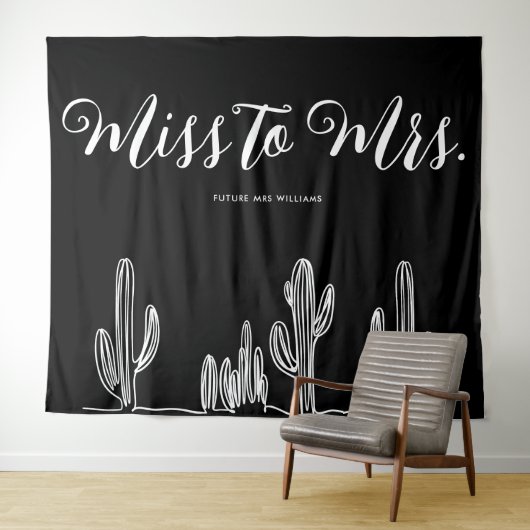 Miss naar Mrs Modern Boho Cactus Bachelorette Wandkleed (In Situ (horizontaal))