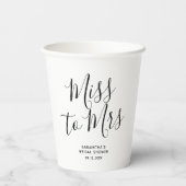 Miss naar Mrs Modern Chic Bruiloft Feest Papieren Bekers (Achterkant)
