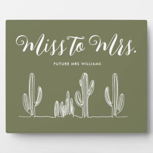 Miss naar Mrs Modern Olijfgroene Cactus Bacheloret Fotoplaat