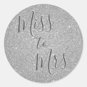 Miss naar Mrs Vrijgezellenfeest Party Silver Spark Ronde Sticker
