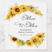 Miss naar Mrs | Zonnebloem Herfst Bruidsdouche Wijn Etiket (Enkel label)