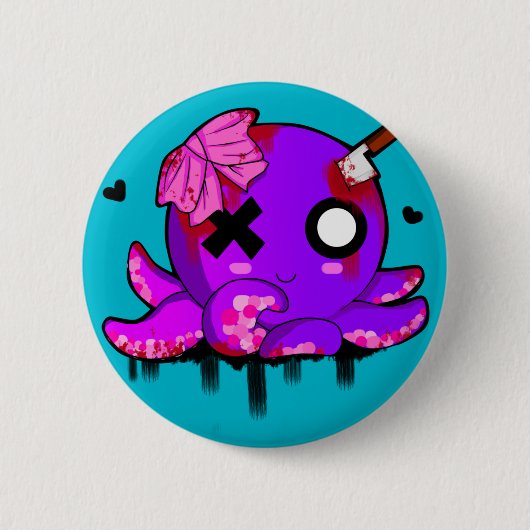 Miss Octopus Ronde Button 5,7 Cm (Voorkant)
