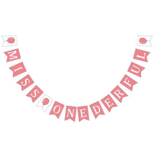 Miss Onederful 1e Verjaardagsballon Kinder Roze Vlaggetjes (Alle)