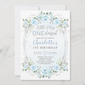 Miss ONEderful Baby Blue Gold Floral 1 september Kaart (Voorkant)