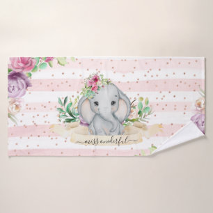 Miss Onederful - Baby Elephant en Flowers Badhanddoek