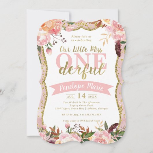 Miss ONEderful Birthday Party Invitation (Devant)