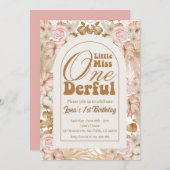 Miss Onederful Boho 1 Birthday Kaart (Voorkant / Achterkant)