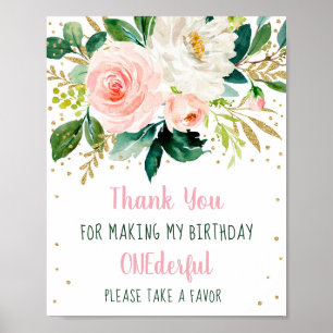 Miss Onederful Boho Floral Birthday Favor Poster